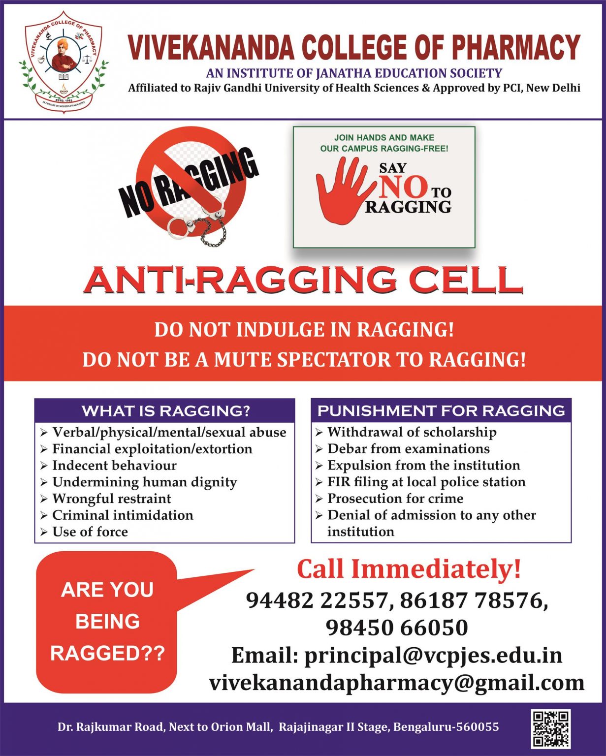 Anti Ragging Rules Vcp Jes 3375